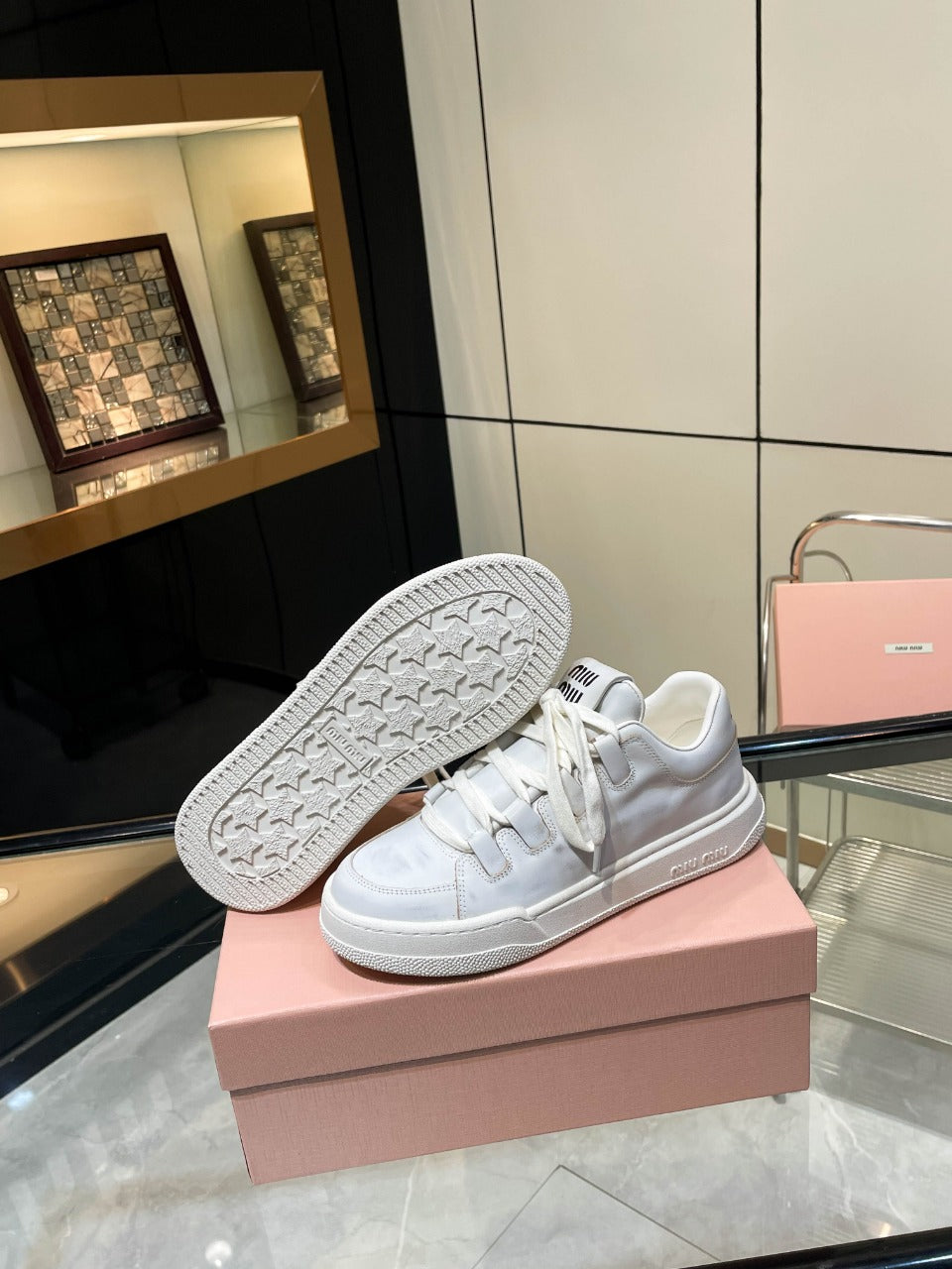 SKATEBOARD SNEAKERS IN OFF WHITE BLEACHED CALFSKIN - 35