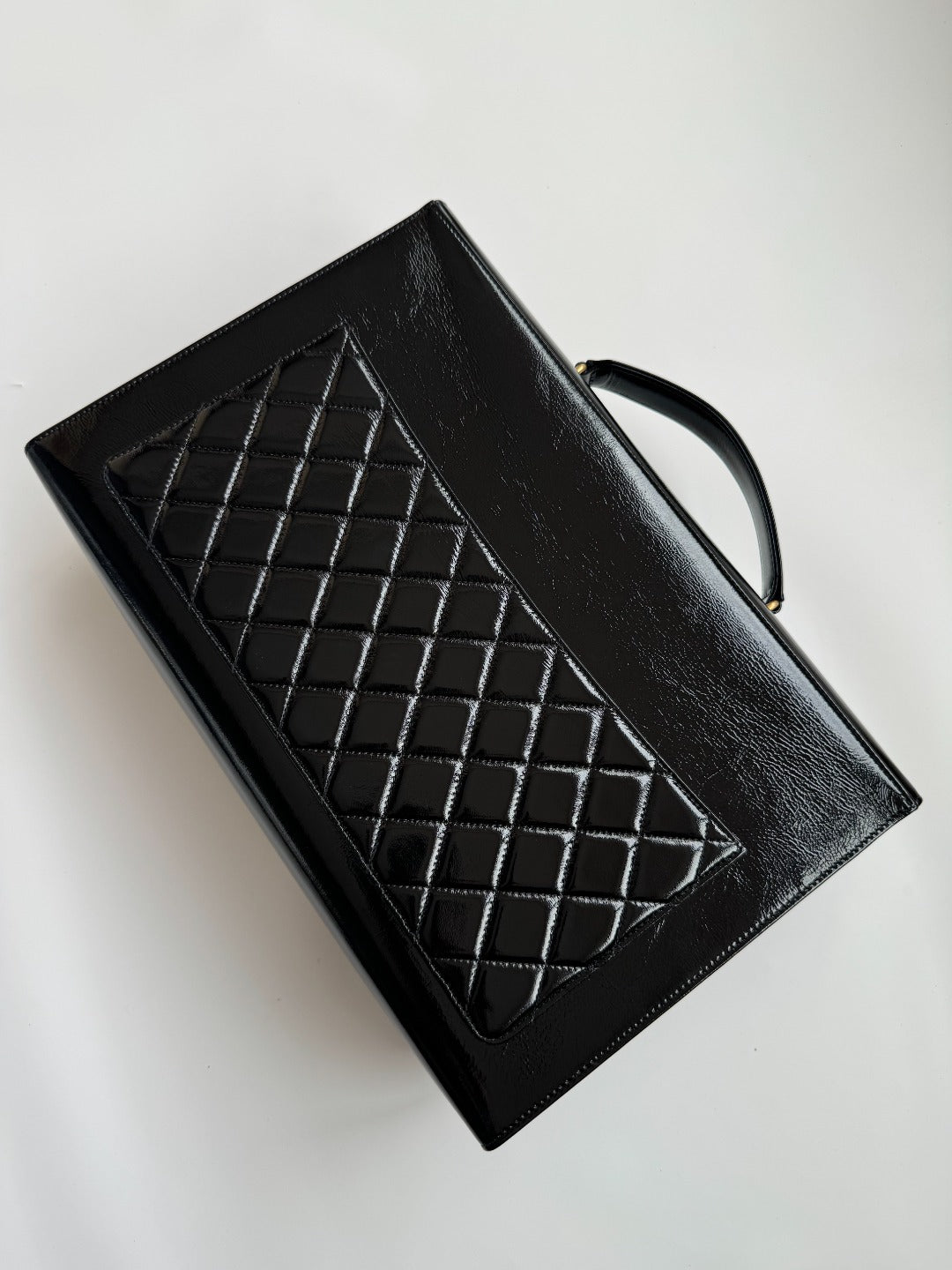 CHANEL 25S TOP HANDLE BAG 36 CM IN BLACK LAMBSKIN WITH GOLD HARDWARE