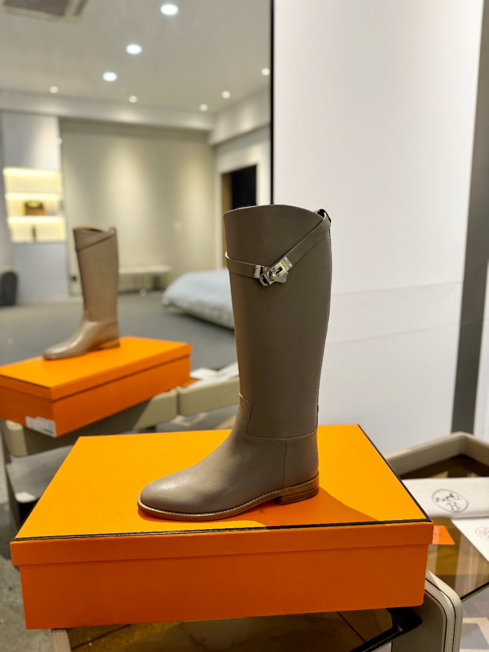 STIVALI JUMPING IN PEANUT BROWN CALFSKIN - 35