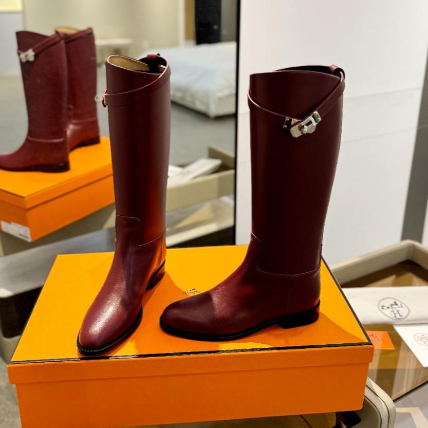 STIVALI JUMPING IN WINE RED CALFSKIN - 35