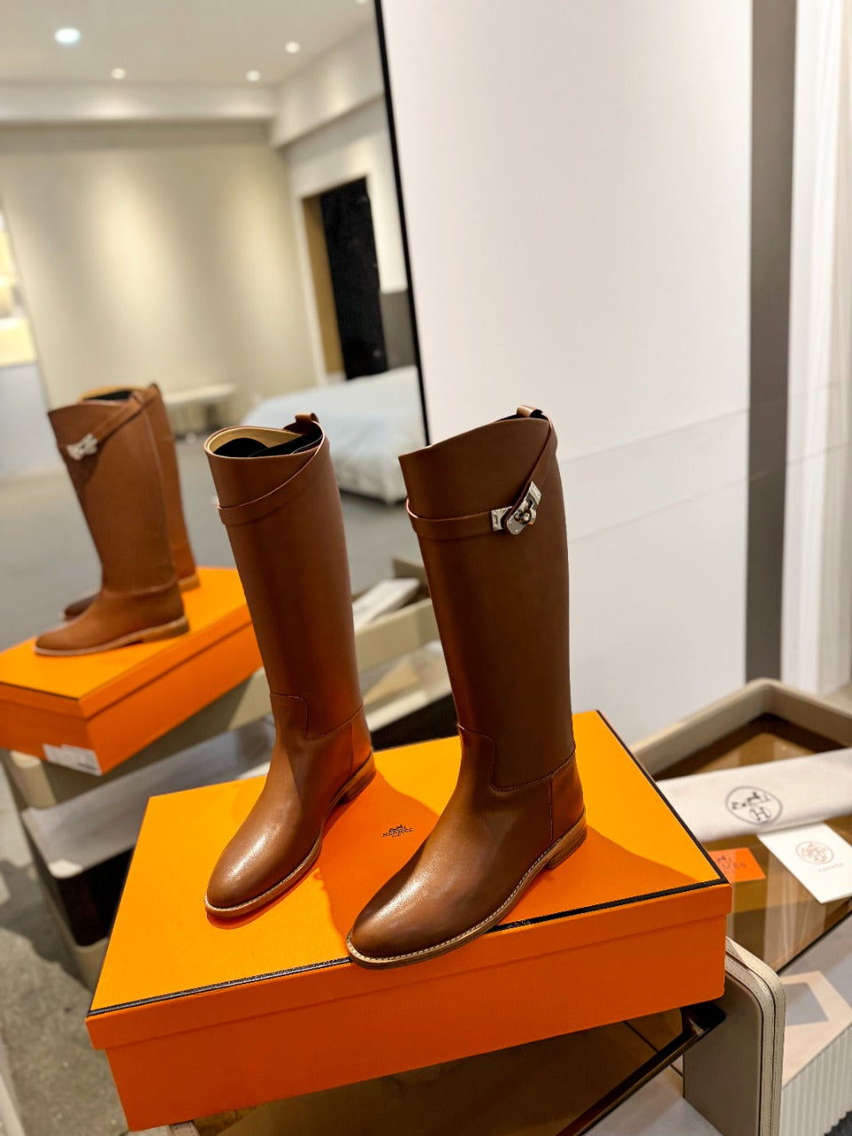 STIVALI JUMPING IN GINGERBREAD BROWN CALFSKIN - 35