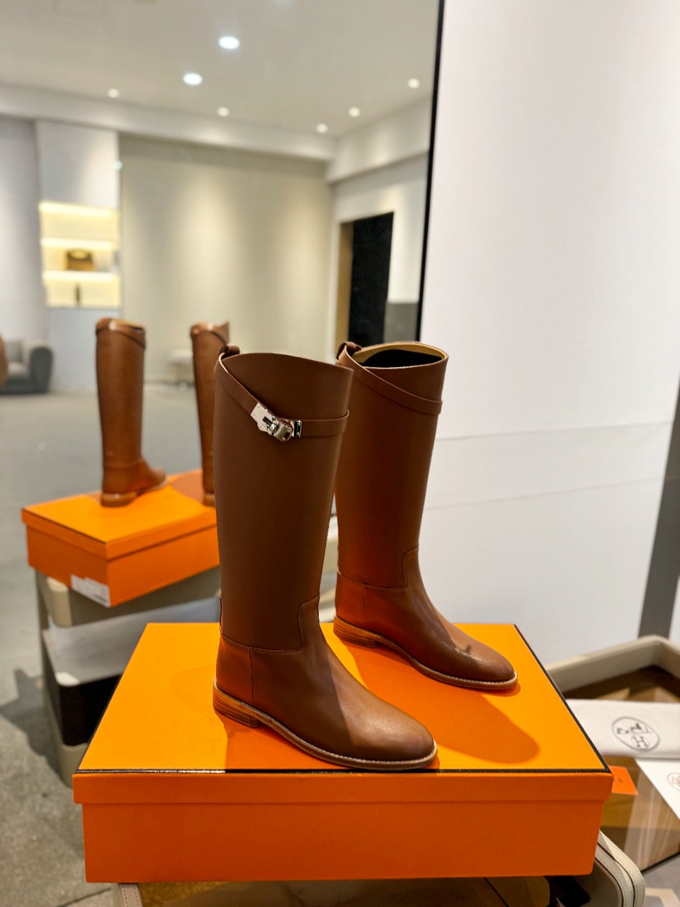 STIVALI JUMPING IN GINGERBREAD BROWN CALFSKIN - 35