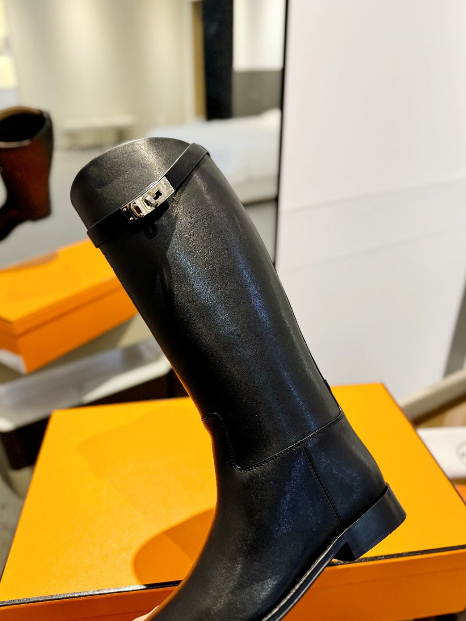 STIVALI JUMPING IN BLACK CALFSKIN - 35