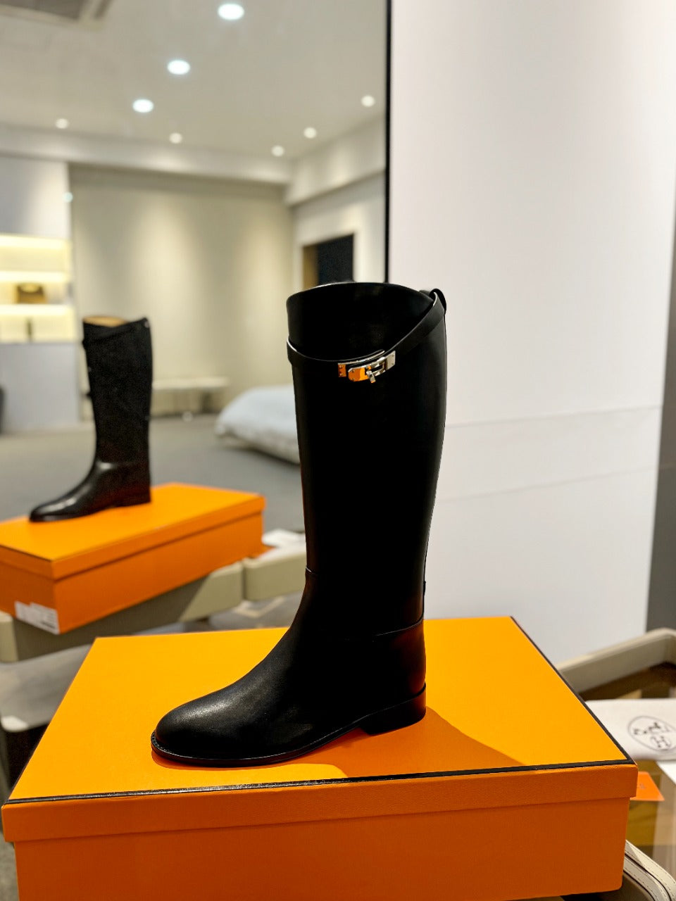 STIVALI JUMPING IN BLACK CALFSKIN - 35