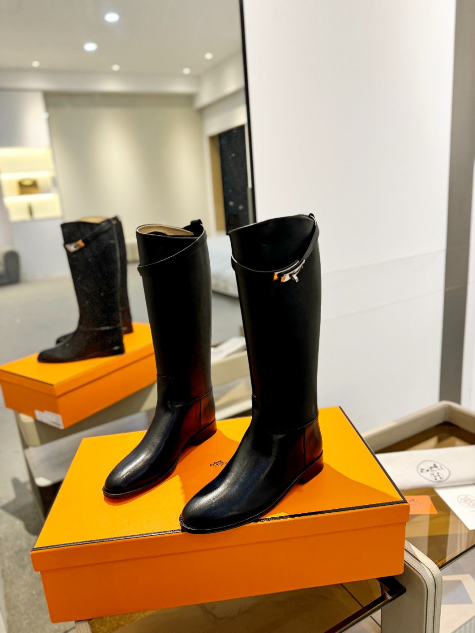 STIVALI JUMPING IN BLACK CALFSKIN - 35