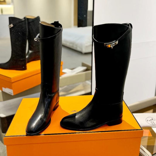 STIVALI JUMPING IN BLACK CALFSKIN - 35