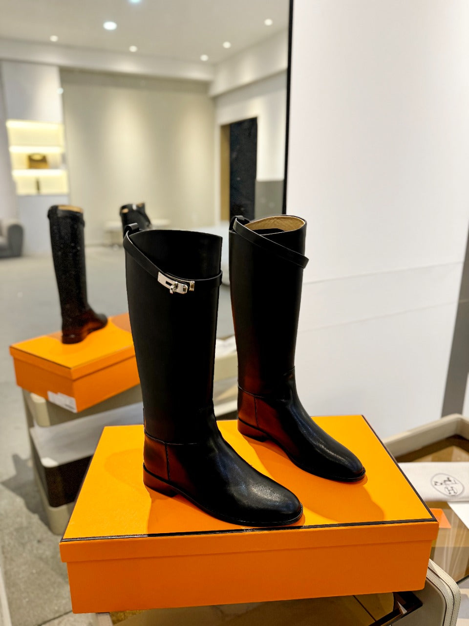 STIVALI JUMPING IN BLACK CALFSKIN - 35