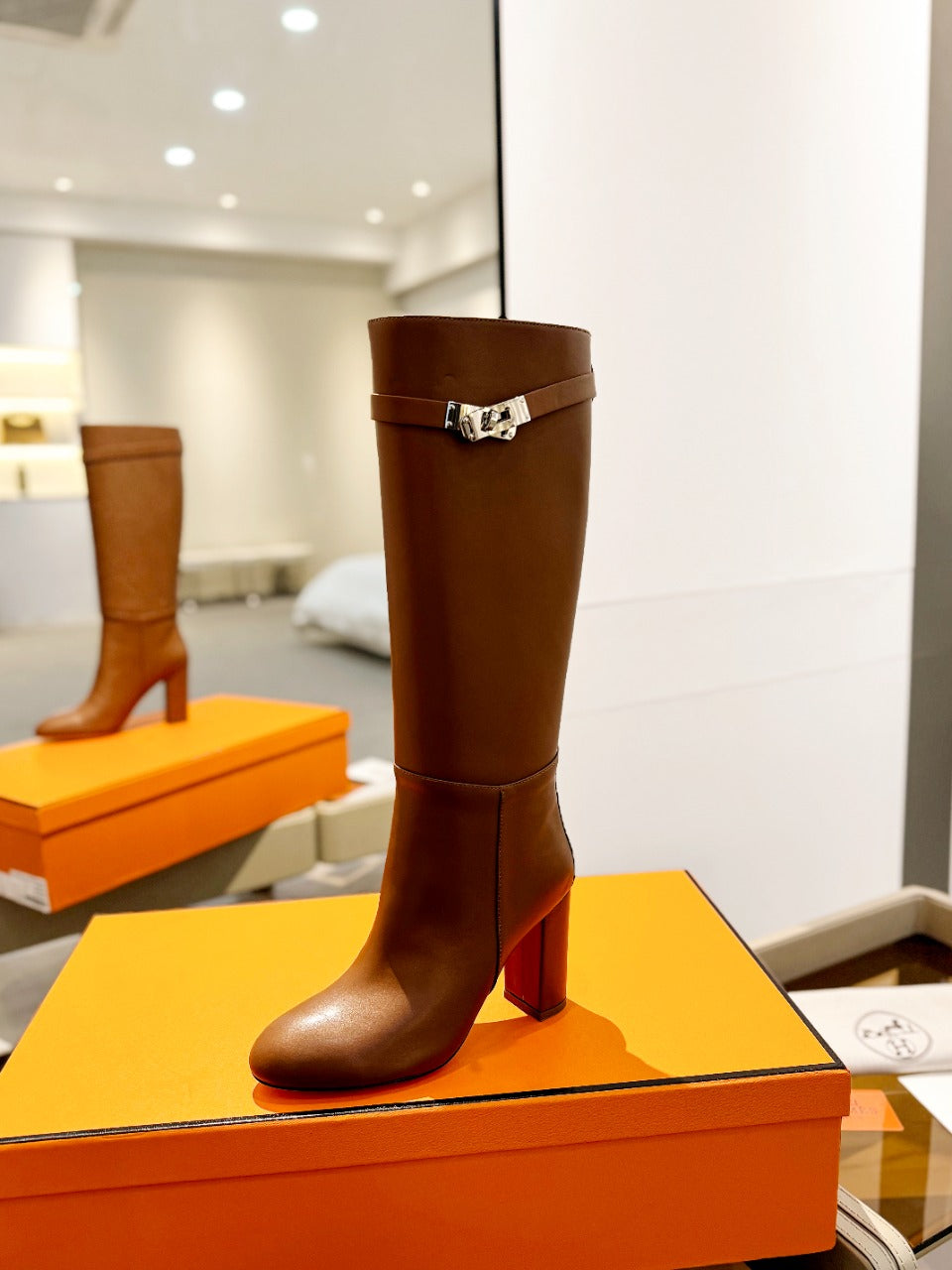 STORY BOOT 85MM IN BRONZE BROWN CALFSKIN - 35