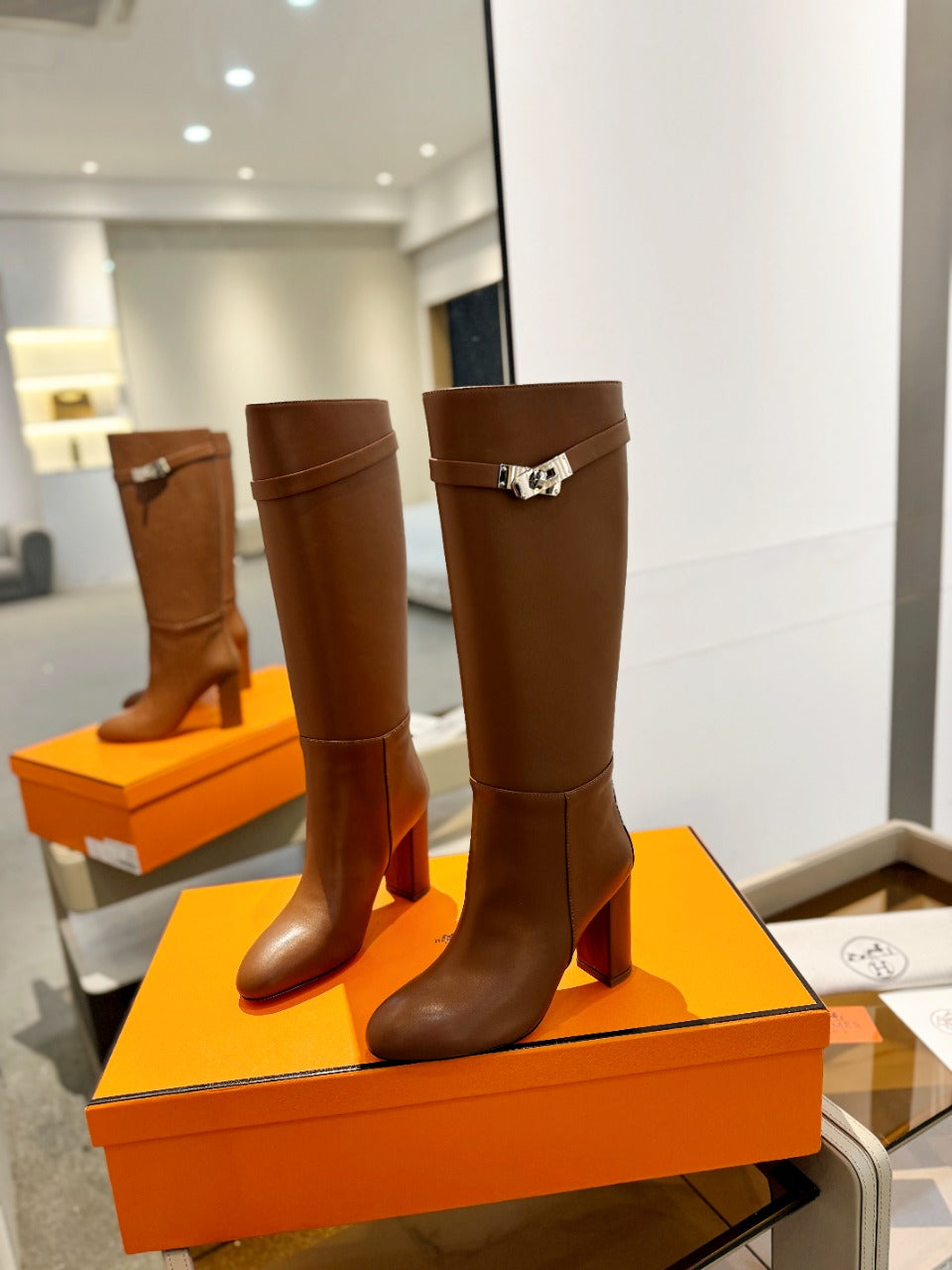 STORY BOOT 85MM IN BRONZE BROWN CALFSKIN - 35