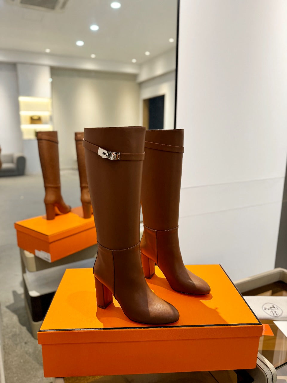 STORY BOOT 85MM IN BRONZE BROWN CALFSKIN - 35