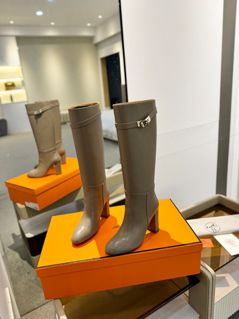 STORY BOOT 85MM IN PEANUT BROWN CALFSKIN - 35