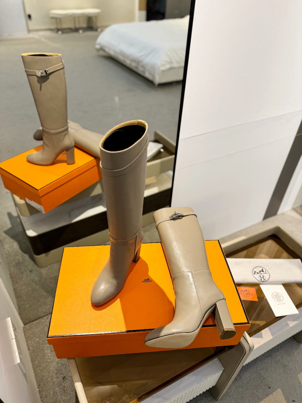 STORY BOOT 85MM IN PEANUT BROWN CALFSKIN - 35