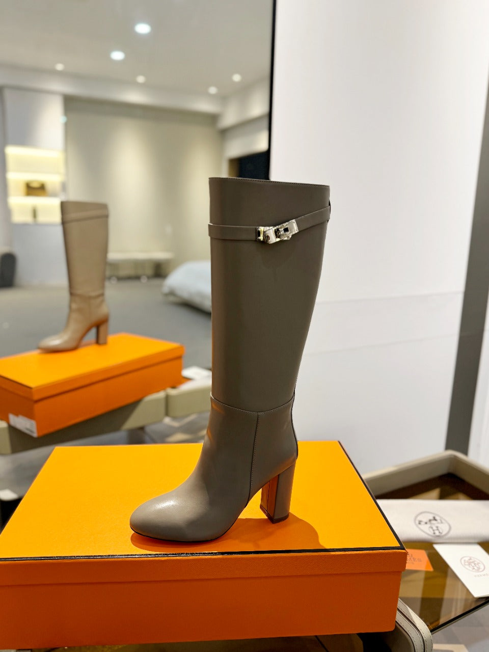 STORY BOOT 85MM IN PEANUT BROWN CALFSKIN - 35