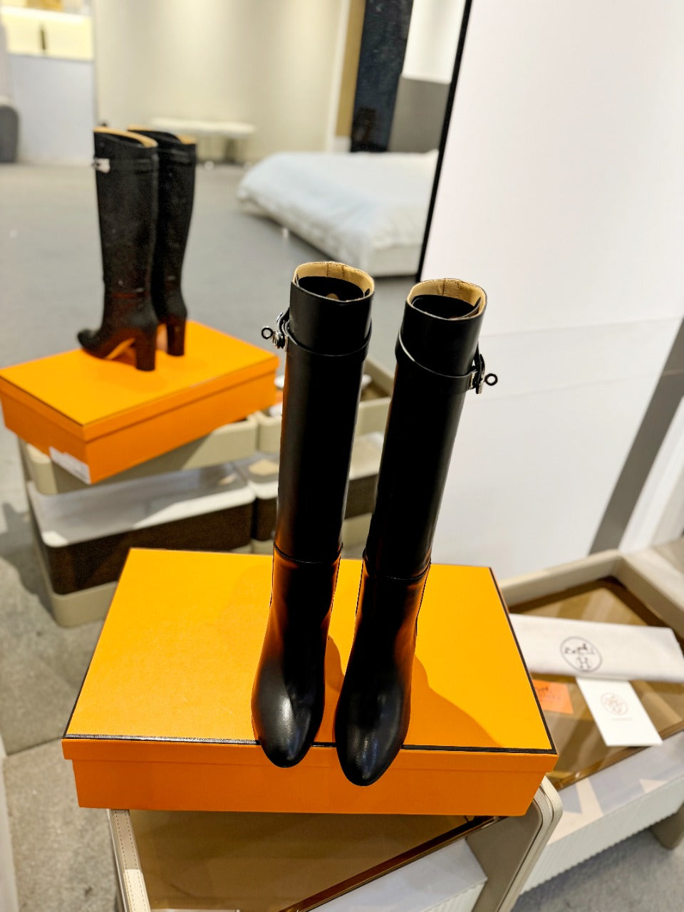 STORY BOOT 85MM IN BLACK CALFSKIN - 35
