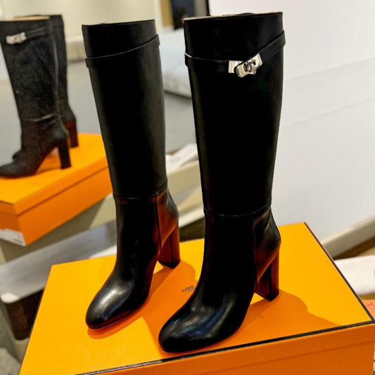 STORY BOOT 85MM IN BLACK CALFSKIN - 35