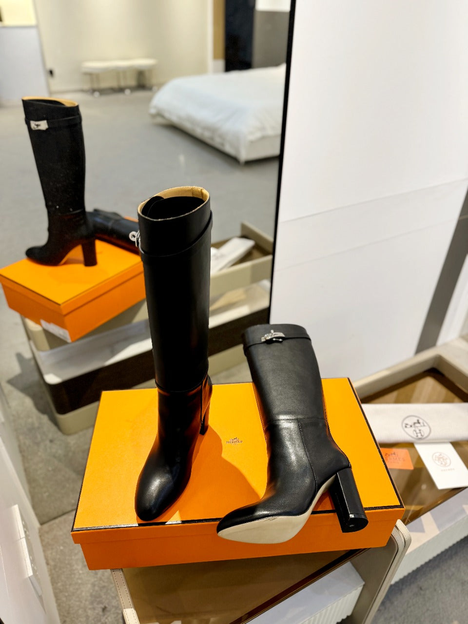 STORY BOOT 85MM IN BLACK CALFSKIN - 35