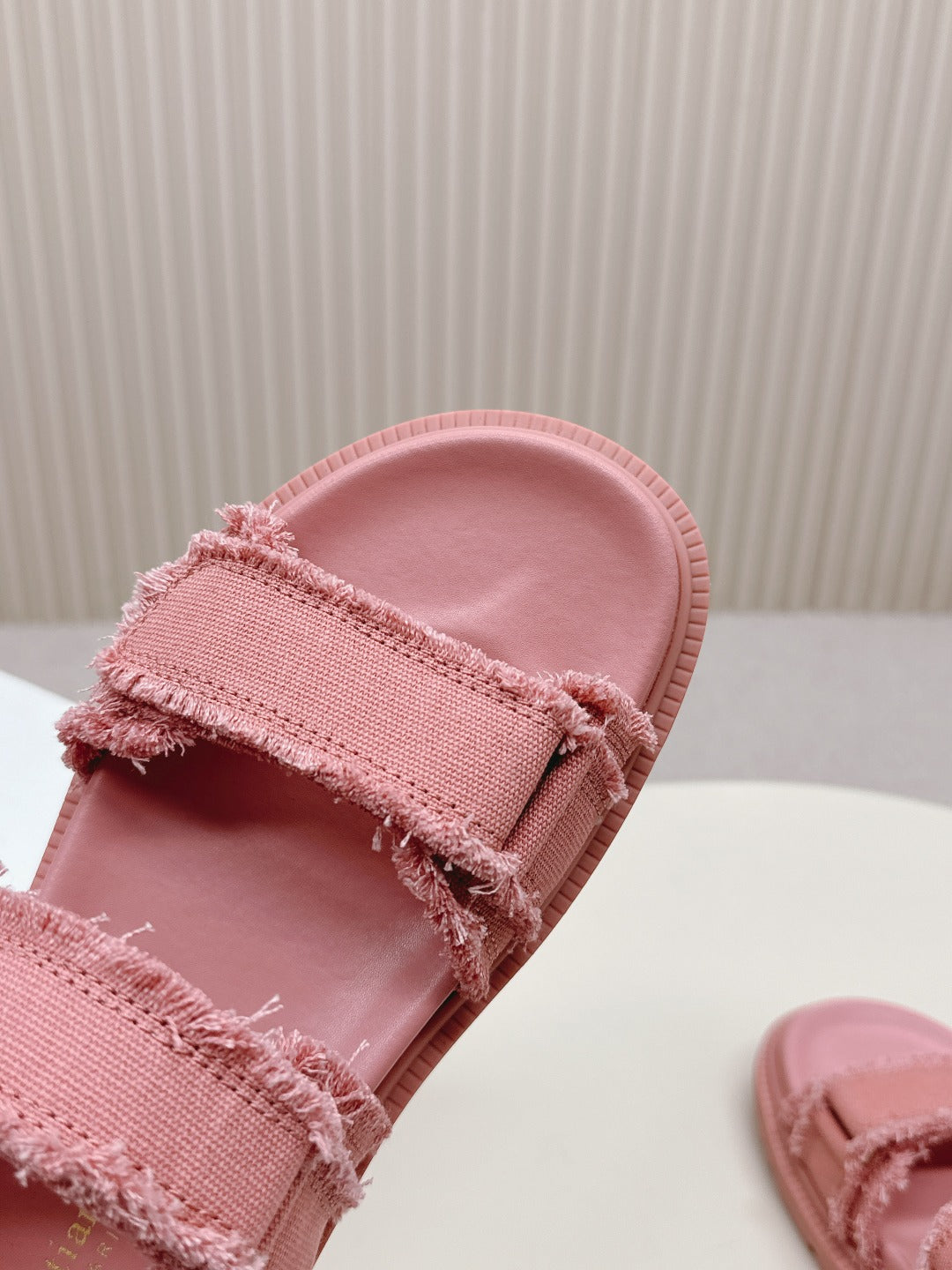 DIOR BACK-STRAP SANDALS 25S IN PEACHY PINK DENIM AND CALFSKIN WITH GOLD HARDWARE - 35